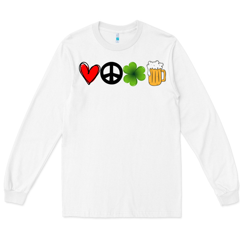 Funny St Patricks Day Love Peace Clover And Beer Long Sleeve Tee by Bettercallsaul | Teevron