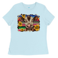 Baby Blue western background baby calf Ladies Tee - BarkalooDesign