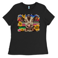 Black western background baby calf Ladies Tee - BarkalooDesign