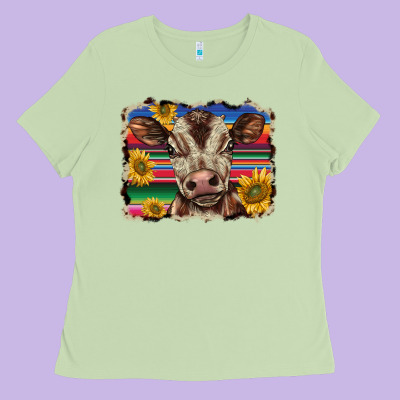 Western Background Baby Calf Ladies Tee Designed By Barkaloodesign