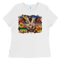 White western background baby calf Ladies Tee - BarkalooDesign