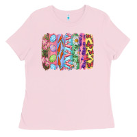 Bubblegum Pink Easter Brushstrokes Ladies Tee - RanaPortraitStore