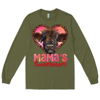Army Green mama's sweetheart highland calf Long Sleeve Tee - RanaPortraitStore