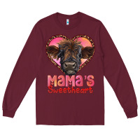 Burgundy mama's sweetheart highland calf Long Sleeve Tee - RanaPortraitStore