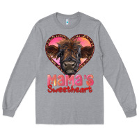 Heather Grey mama's sweetheart highland calf Long Sleeve Tee - RanaPortraitStore