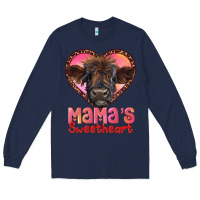 Navy mama's sweetheart highland calf Long Sleeve Tee - RanaPortraitStore