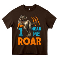 I'm One Hear Me Roar Dinosaur Birthday Heavy Core Tee | Teevron