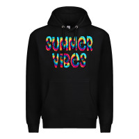 Black summer vibes tie dye doodle Premium Hoodie - CowCowDesign