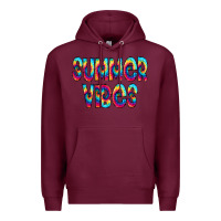 Burgundy summer vibes tie dye doodle Premium Hoodie - CowCowDesign