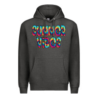 Charcoal Heather summer vibes tie dye doodle Premium Hoodie - CowCowDesign