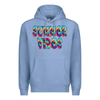 Colony Blue summer vibes tie dye doodle Premium Hoodie - CowCowDesign