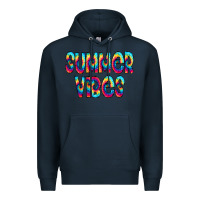 Navy summer vibes tie dye doodle Premium Hoodie - CowCowDesign