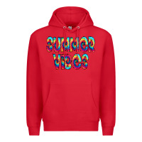 Red summer vibes tie dye doodle Premium Hoodie - CowCowDesign