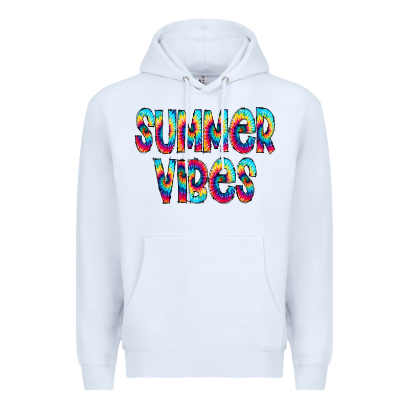 Summer Vibes Tie Dye Doodle Premium Hoodie by CowCowDesign | Teevron