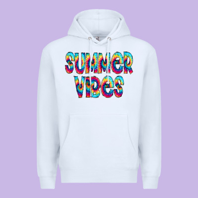 Summer Vibes Tie Dye Doodle Premium Hoodie Designed By Cowcowdesign
