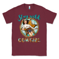 Burgundy Western Stay Wild Cowgirl Classic Tee - BundleAndBundleShop