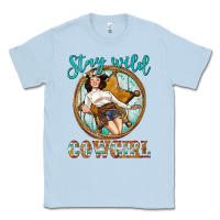 Dusty Blue Western Stay Wild Cowgirl Classic Tee - BundleAndBundleShop