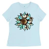 Baby Blue sunflower Ladies Tee - BarkalooDesign