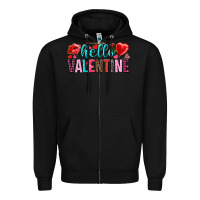 Black Hello Valentine Zipper Hoodie - HowdyJamesFarm