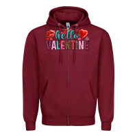 Burgundy Hello Valentine Zipper Hoodie - HowdyJamesFarm