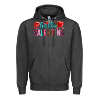Charcoal Heather Hello Valentine Zipper Hoodie - HowdyJamesFarm