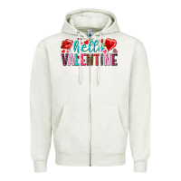 Oatmeal Heather Hello Valentine Zipper Hoodie - HowdyJamesFarm
