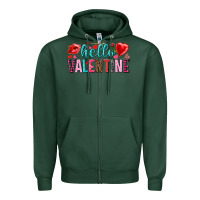 Sports Green Hello Valentine Zipper Hoodie - HowdyJamesFarm