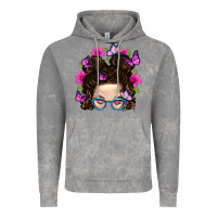 Cloud Rock Messy Bun Mom With Butterfly Vintage Hoodie - BundleAndBundleShop