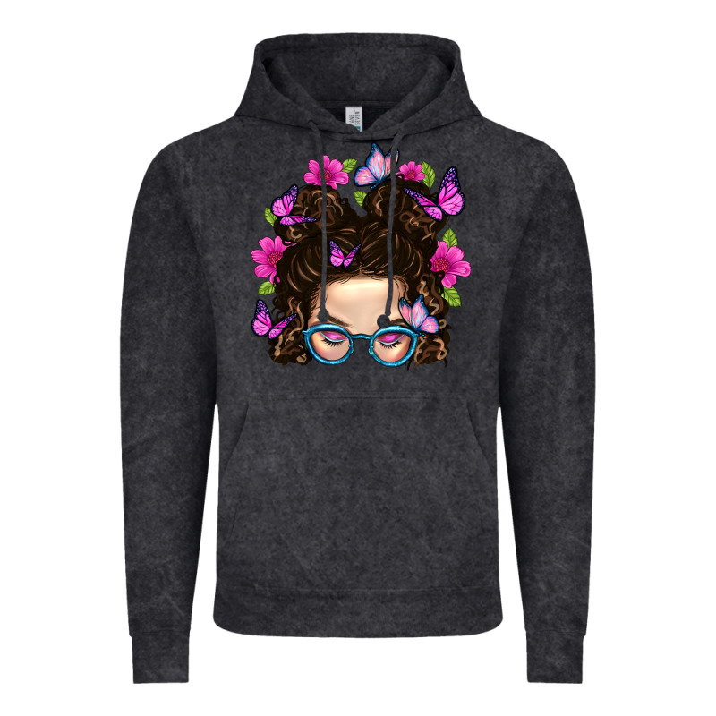 Messy Bun Mom With Butterfly Vintage Hoodie by BundleAndBundleShop | Teevron