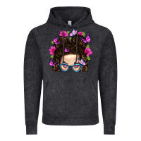 Vintage Black Messy Bun Mom With Butterfly Vintage Hoodie - BundleAndBundleShop