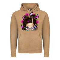 Vintage Camel Messy Bun Mom With Butterfly Vintage Hoodie - BundleAndBundleShop
