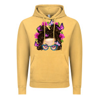 Vintage Mustard Messy Bun Mom With Butterfly Vintage Hoodie - BundleAndBundleShop