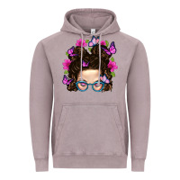Vintage Zinc Messy Bun Mom With Butterfly Vintage Hoodie - BundleAndBundleShop