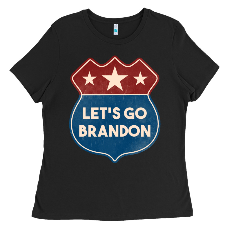 Let's Go Brandon Shield Patch Ladies Tee by Jasminsmagicworld | Teevron