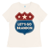 Bone Let's Go Brandon Shield Patch Ladies Tee - Jasminsmagicworld