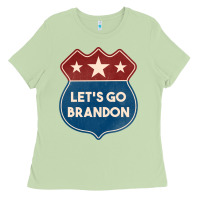 Matcha Let's Go Brandon Shield Patch Ladies Tee - Jasminsmagicworld