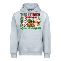 Heather Grey Torn Between Looking Like A Snack Eating One Urban Hoodie - CowhideDigitalArt