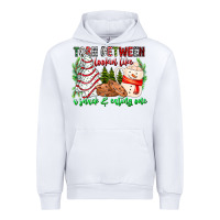 White Torn Between Looking Like A Snack Eating One Urban Hoodie - CowhideDigitalArt