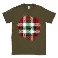 Army Green Christmas Tartan Patch Classic Tee - BundleAndBundleShop