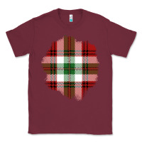 Burgundy Christmas Tartan Patch Classic Tee - BundleAndBundleShop