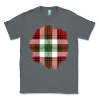 Charcoal Heather Christmas Tartan Patch Classic Tee - BundleAndBundleShop