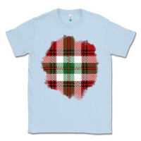 Dusty Blue Christmas Tartan Patch Classic Tee - BundleAndBundleShop