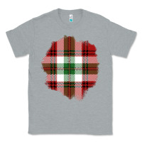 Heather Grey Christmas Tartan Patch Classic Tee - BundleAndBundleShop