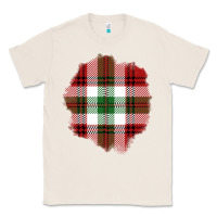 Natural Christmas Tartan Patch Classic Tee - BundleAndBundleShop