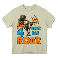 Mossy i'm four hear me roar dinosaur birthday Heavy Core Tee - LillyAllenDesigns