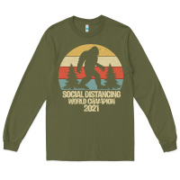 Army Green Bigfoot Social Distancing World Champion Long Sleeve Tee - Bettercallsaul
