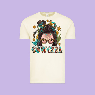 Western Cowgirl Braid Hair Vintage Tee Designed By Bundleandbundleshop