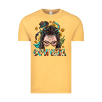 Vintage Mustard Western Cowgirl Braid Hair Vintage Tee - BundleAndBundleShop