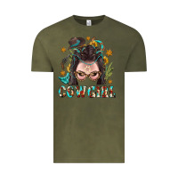 Vintage Olive Western Cowgirl Braid Hair Vintage Tee - BundleAndBundleShop