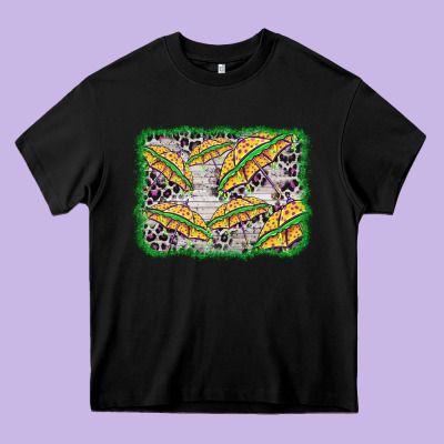 Mardi Gras Umbrella Background Heavy Core Tee Designed By Barkaloodesign